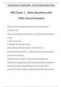 PAC Exam 1 – Sims Questions with 100% Correct Answers