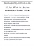 PSU Econ 104 Final Exam Questions and Answers 100% Solved | Rated A+