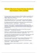   Elevator Mechanic Exam Review Questions And Answers 100% Verified.