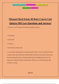 Missouri Real Estate 48 Hour Course Unit Quizzes MO Law Questions and Answers