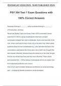 PSY 304 Test 1 Exam Questions with 100% Correct Answers