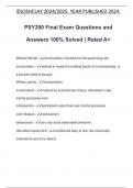 PSY200 Final Exam Questions and Answers 100% Solved | Rated A+