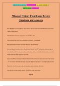 Missouri History Final Exam Review Questions and Answers