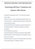 Psychology 200 Exam 1 Questions and Answers 100% Solved