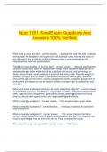   Nurc 1001 Final Exam Questions And Answers 100% Verified.