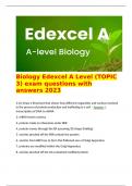   Biology Edexcel A Level (TOPIC 3) exam questions with answers 2023  3.10: Draw a flowchart that shows how different organelles and nucleus involved in the process of protein production and trafficking in a cell. - Answer 1. transcription of DNA to mRNA 