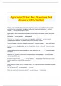   Agronomy Written Test Questions And Answers 100% Verified.