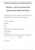 RD Exam : Jean Inman Study Guide Domain 4 Exam Q&A 100% Solved