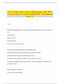 CNA Oregon State Exam | 400 Questions with 100% Correct Answers | Latest Updated 2024 | Download to score A+