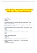 Burns (Nursing 4 TEST 4) Questions And Answers 100% Guaranteed Success.