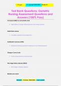 Test Bank Questions: Geriatric  Nursing Assessment Questions and  Answers (100% Pass)