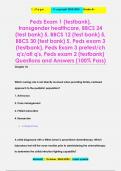 Peds Exam 1 (testbank),  transgender healthcare, BBCS 24  (test bank) 5, BBCS 12 (test bank) 5,  BBCS 30 (test bank) 5, Peds exam 3  (testbank), Peds Exam 3 pretest/ch  q'z/ati q's, Peds exam 2 (testbank) Questions and Answers (100% Pass