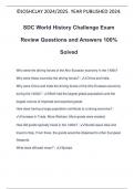 SDC World History Challenge Exam Review Questions and Answers 100% Solved