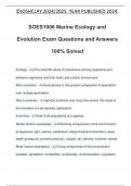 SOES1006 Marine Ecology and Evolution Exam Questions and Answers 100% Solved