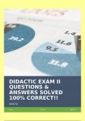 DIDACTIC EXAM II QUESTIONS & ANSWERS SOLVED 100% CORRECT!!