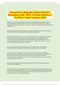 Connecticut Adjuster Exam Practice | Questions with 100% Correct Answers | Verified | Latest Update 2024