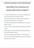 Stats Waiver Exam Questions and Answers 100% Solved | Graded A+