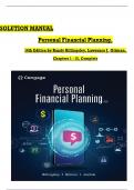 SOLUTION MANUAL Personal Financial Planning, 16th Edition by Randy Billingsley, Lawrence J. Gitman All Chapters 1 to 15 complete Verified editon