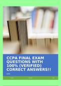 CCPA FINAL EXAM QUESTIONS WITH 100% (VERIFIED) CORRECT ANSWERS!!