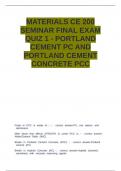 MATERIALS CE 200 SEMINAR FINAL EXAM QUIZ 1 - PORTLAND CEMENT PC AND PORTLAND CEMENT