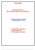 Test Bank for Personal Finance, 6th Canadian Edition by Madura (All Chapters included)