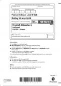 Pearson Edexcel Level 3 GCE 9ET0/01 English Literature Advanced PAPER 1 Drama Question paper June 2024