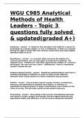 WGU C985 Analytical Methods of Health Leaders - Topic 3 questions fully solved & updated