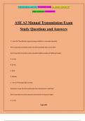 ASE A3 Manual Transmission Exam Study Questions and Answers