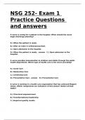 NSG 252- Exam 1 Practice Questions and answers