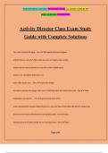 Activity Director Class Exam Study Guide with Complete Solutions