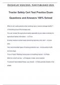 Tractor Safety Cert Test Practice Exam Questions and Answers 100% Solved