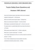 Tractor Safety Exam Questions and Answers 100% Solved