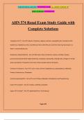 AHN 574 Renal Exam Study Guide with Complete Solutions