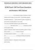 UCSD Psych 148 Final Exam Questions and Answers 100% Solved