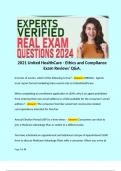 2021 United HealthCare - Ethics and Compliance Exam Review/ Q&A.