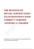 NRF BUSINESS OF RETAIL CERTIFICATION EXAM QUESTIONS WITH CORRECT VERIFIED ANSWERS A+ GRADED