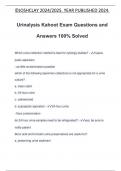 Urinalysis Kahoot Exam Questions and Answers 100% Solved