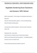 Vegetable Gardening Exam Questions and Answers 100% Solved