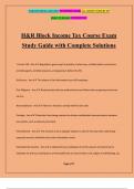 H&R Block Income Tax Course Exam Study Guide with Complete Solutions