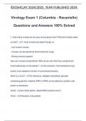 Virology Exam 1 (Columbia - Racaniello) Questions and Answers 100% Solved