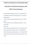 Viticulture Final Exam Questions with 100% Correct Answers