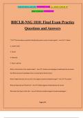 BHCLR-NSG 1010: Final Exam Practice Questions and Answers