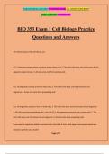 BIO 353 Exam 1 Cell Biology Practice Questions and Answers