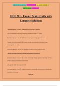 BIOL 301 - Exam 1 Study Guide with Complete Solutions