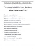 Yr 4 Anaesthesia MCQs Exam Questions and Answers 100% Solved