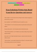 Texas Esthetician Written State Board Exam Review Questions and Answers