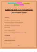 Cell Biology (BIO 353)- Exam 2 Practice Questions and Answers