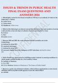 ISSUES & TRENDS IN PUBLIC HEALTH FINAL EXAM QUESTIONS AND ANSWERS 2024