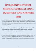 RN LEARNING SYSTEM- MEDICAL SURGICAL FINAL QUESTIONS AND ANSWERS 2024