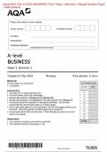 AQA A LEVEL -BUSINESS 7132 / 1 PAPER 1 BUSINESS 1 MERGED QUESTION PAPER +MARKING SCHEME   (QUESTIONS + ANSWERS) SOLVED CORRECTLY 100% TO PASS!